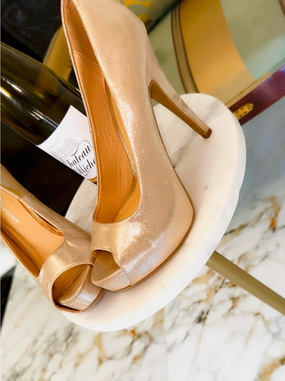 CL by Laundry Metallic Gold Peep Toe Pumps